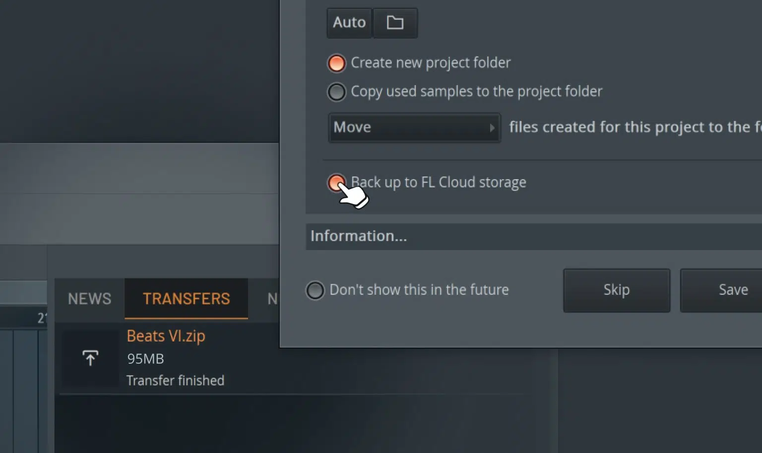 Сохранение проекта в FL Cloud