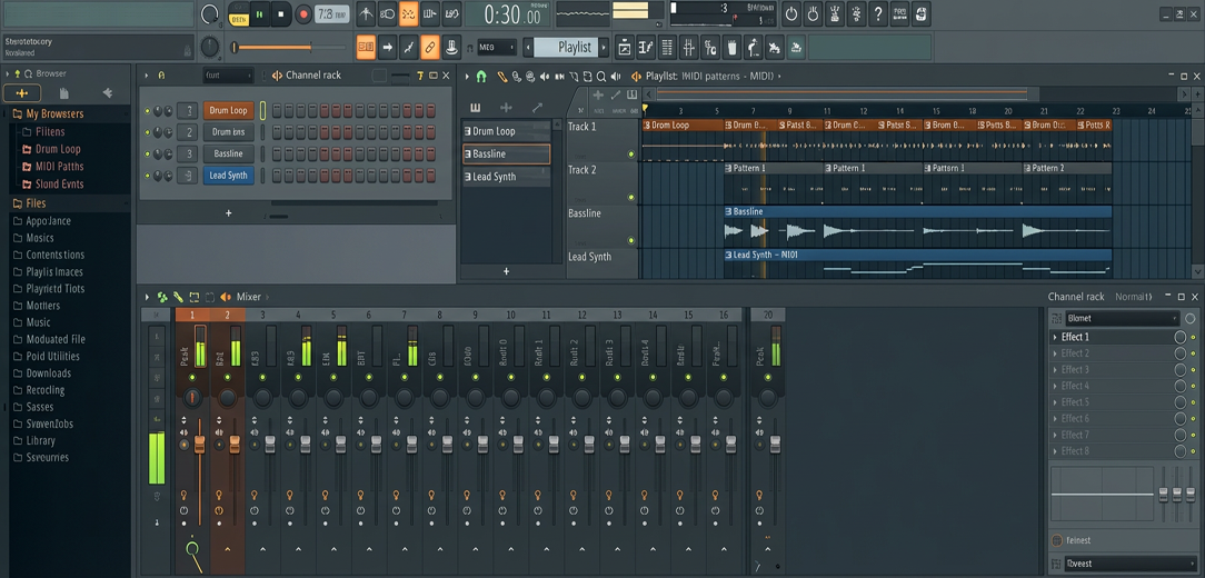 Главный интерфейс FL Studio